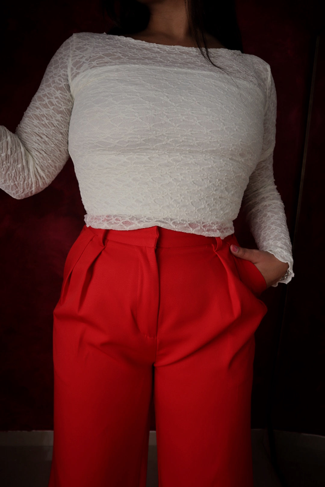 Power Red High Waist Pants